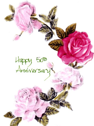 Handmade 50th Wedding Anniversary Roses greeting card