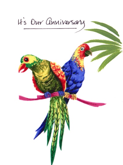 Parrots Our  Anniversary card